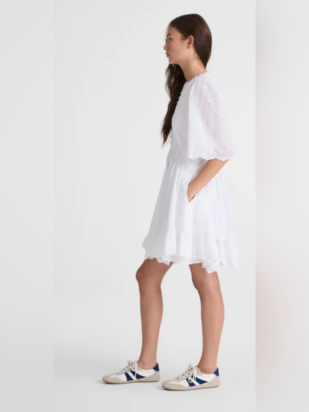 Madewell Eyelet Flutter Sleeve Mini Dress in Cotton - Picture 2 of 3